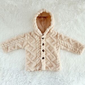 Cozy Cream Baby Girls Teddy Coat
